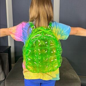Green Inflatable Bubble Backpack Zipper Closure One Size NEW